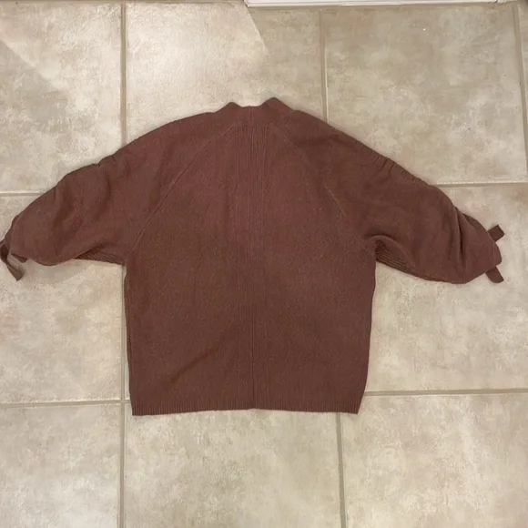 Lucky Brand Cocoa Brown Open Cardigan with Puff Sleeves - Picture 2 of 6